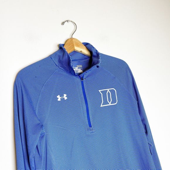 Under Armour M Medium Duke University Pullover Blue Striped 1/4 Zip Long Sleeve - Picture 3 of 6